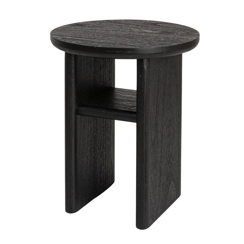 Sturdy Firwood Side Table - Wood - Black