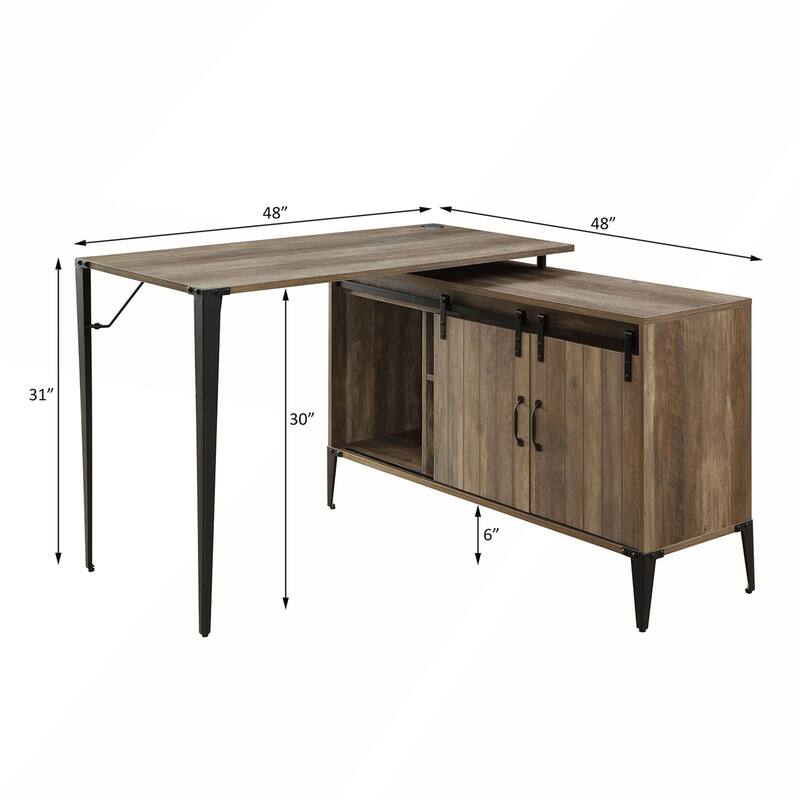 L-Shape Writing Desk with Side Cabinet