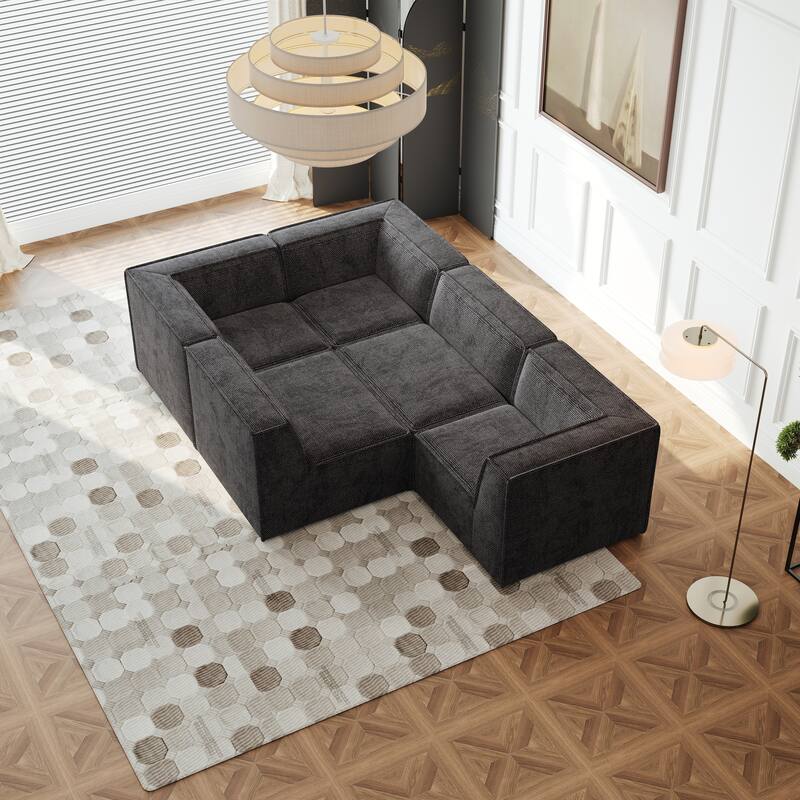 106"x106" Chenille Modular L-Shaped Sectional Sofa (5-Piece)
