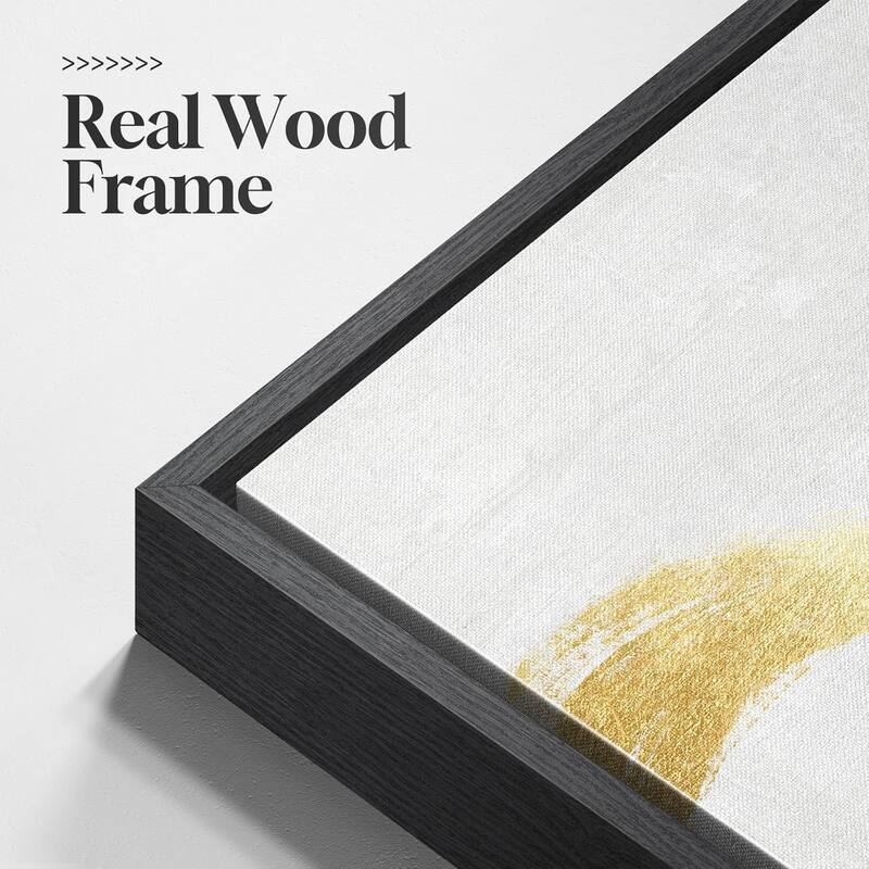 Framed Black White Gold Abstract Canvas Wall Art