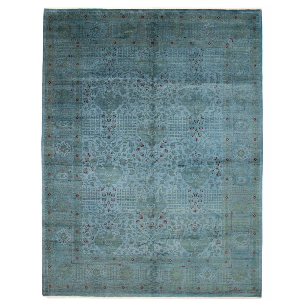 ECARPETGALLERY Hand-knotted Vibrance Light Denim Blue Wool Rug - 9'0 x 11'8