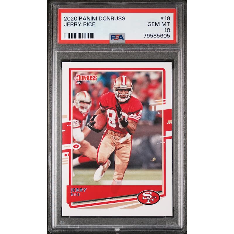 Jerry Rice 2020 Panini Donruss Football Card #18 Graded PSA 10 - 8'6" x 11'6"