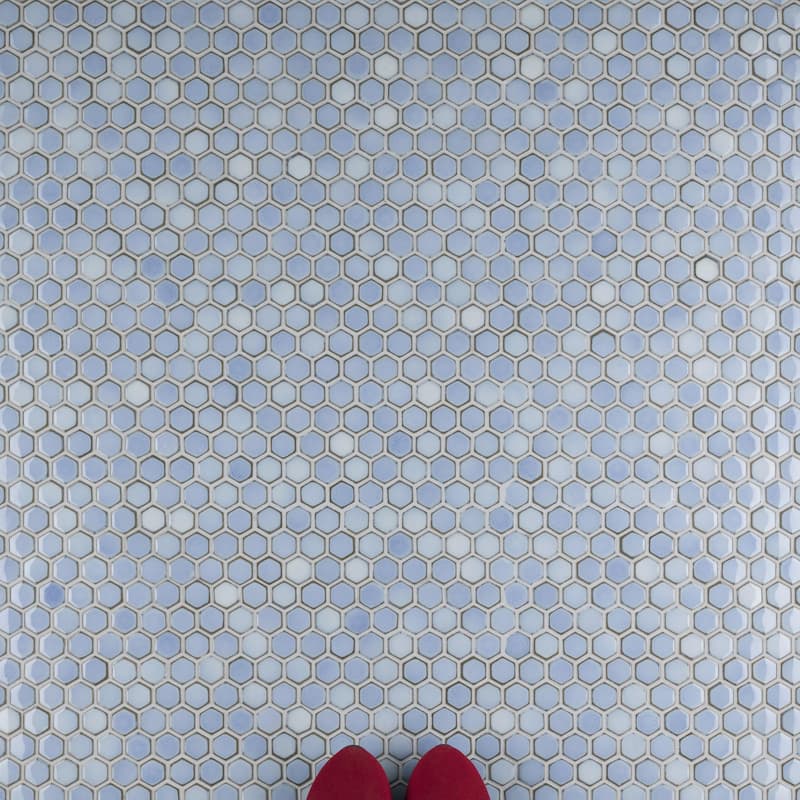 Merola Tile Hudson 1" Hex Frost Blue 11-7/8" x 13-1/4" Porcelain Mosaic Floor and Wall Tile