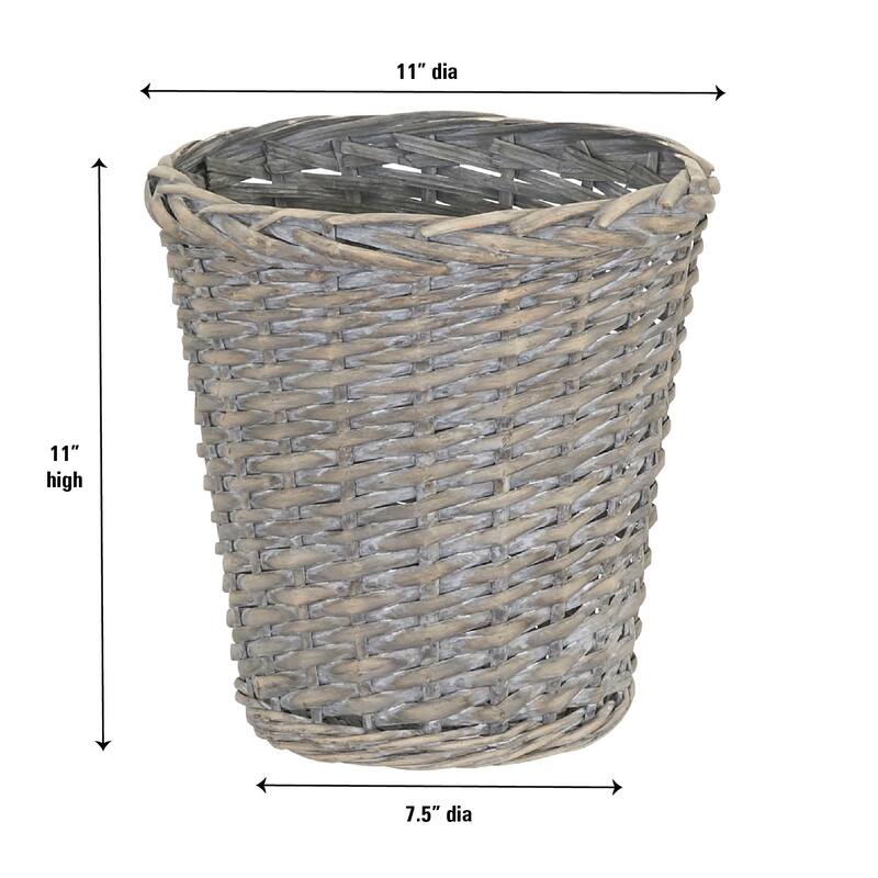 Household Essentials Willow Weave Wicker Waste Basket, Gray