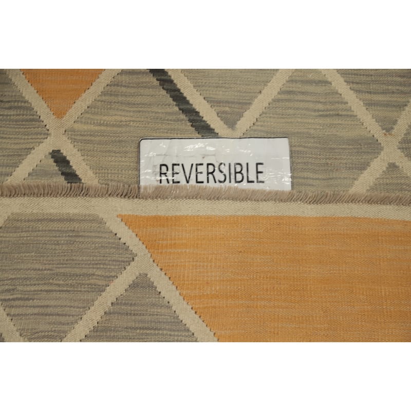Hand Woven Oriental 100% Wool Carpet Southwestern Modern Greys & Charcoal Kilim Runner Rug - 11' 9'' X 2' 8''