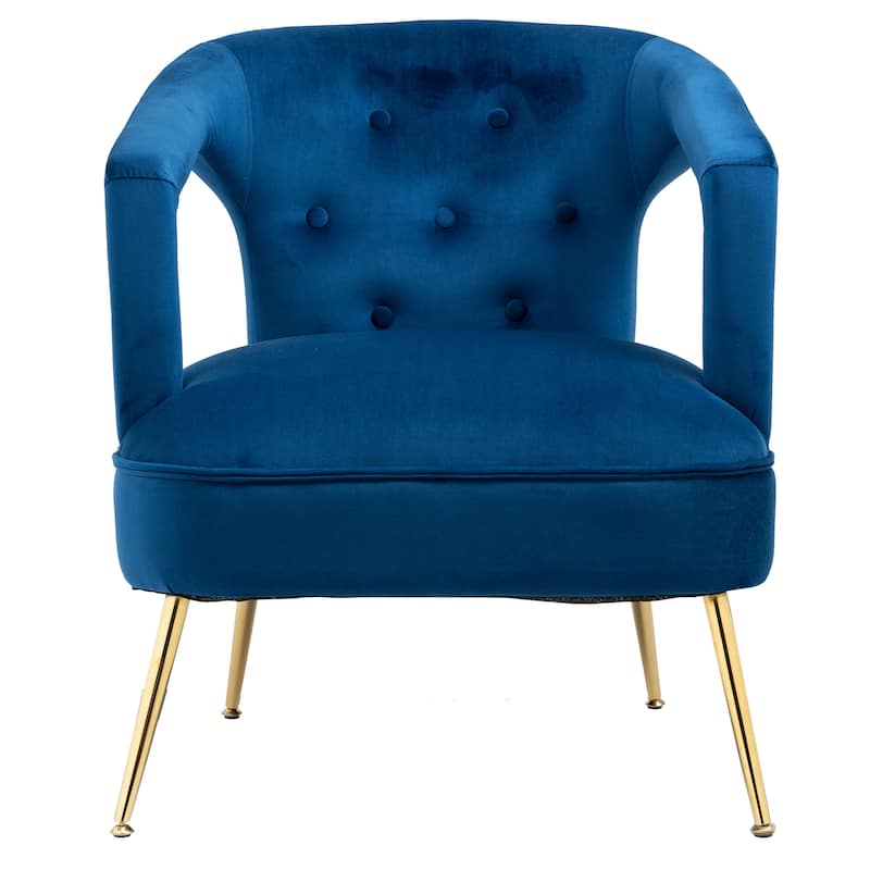 Velvet Upholstered Tufted Livng Room Leisure Chair With Golden feet
