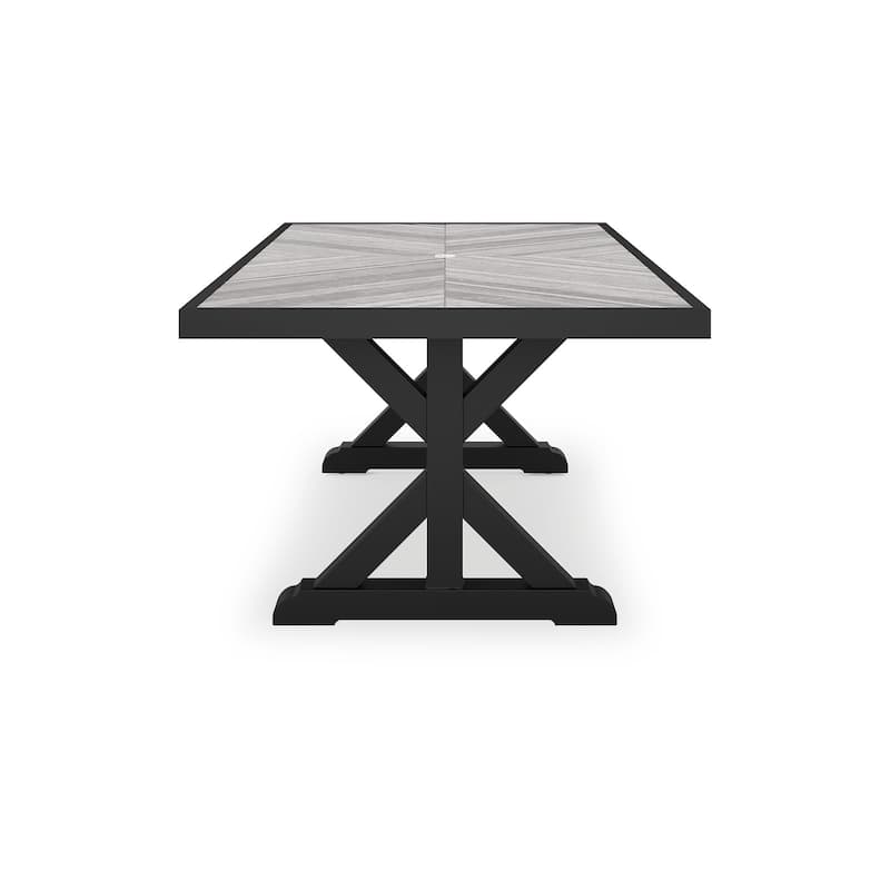 Signature Design by Ashley Beachcroft Porcelain/ Aluminum Outdoor Dining Table - 84.25" W x 42.25" D x 29.25" H