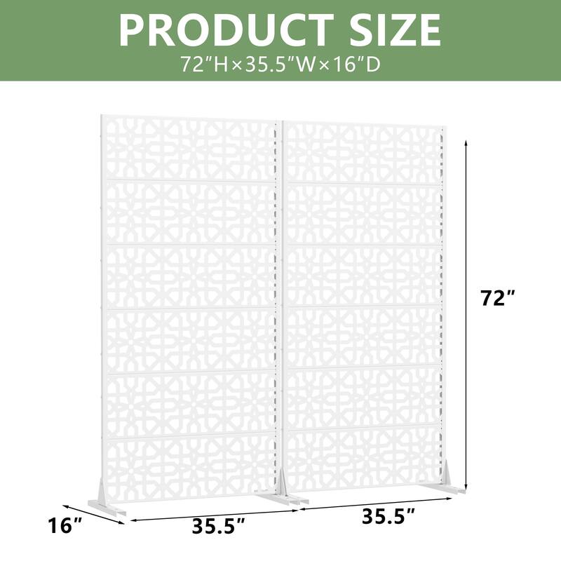 Rectangle Outdoor Privacy Screens Metal Screen Fence Panel Set of 2