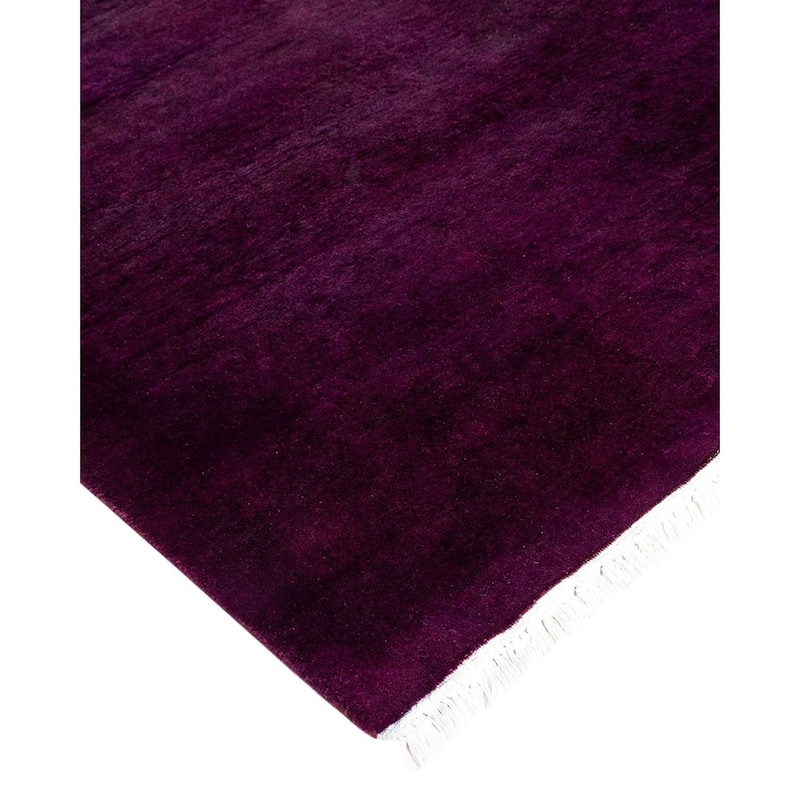 Overton Hand Knotted Wool Vintage Inspired Modern Contemporary Overdyed Purple Runner Rug - 3' 2" x 22' 6"
