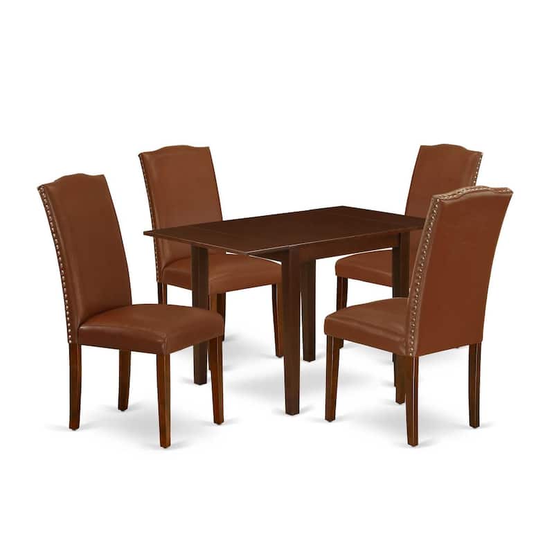 HomeStock 5-Pc Mahogany Finish Solid Wood Top - Dining Room Set - Seats 4