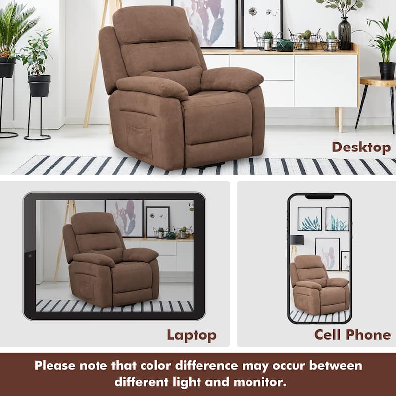 Costway Power Lift Recliner Chair Sofa for Elderly w/ Side Pocket &