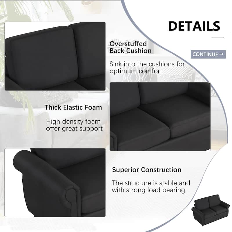 57.9" Pull-Out Loveseat Sleeper Sofa with Twin Memory Foam Mattress and USB Ports, Compact Sofa Bed for Living Room