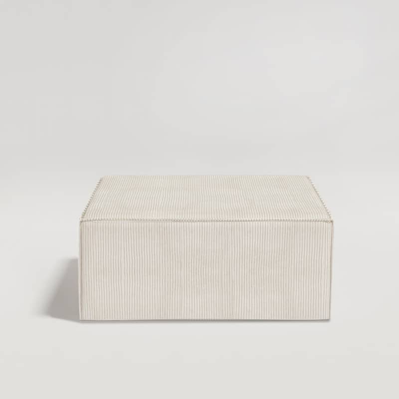 Square Corduroy Fabric Foam Ottoman