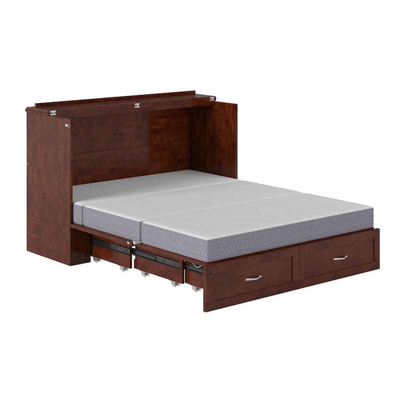 AFI Raleigh Queen Solid Wood Murphy Bed Chest with Mattress