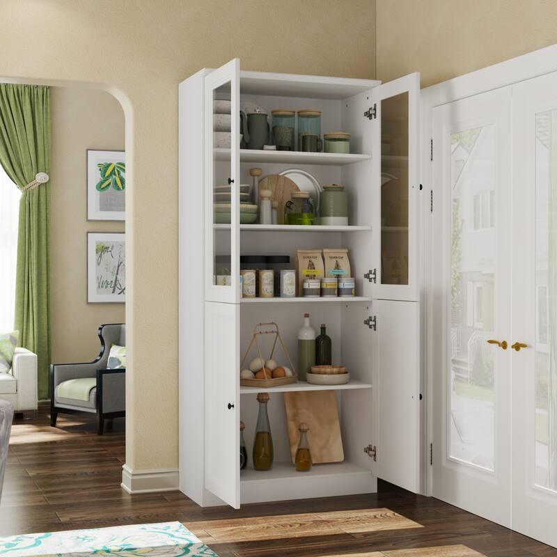 Pantry w/Glass Doors Glass Door Storage Accent