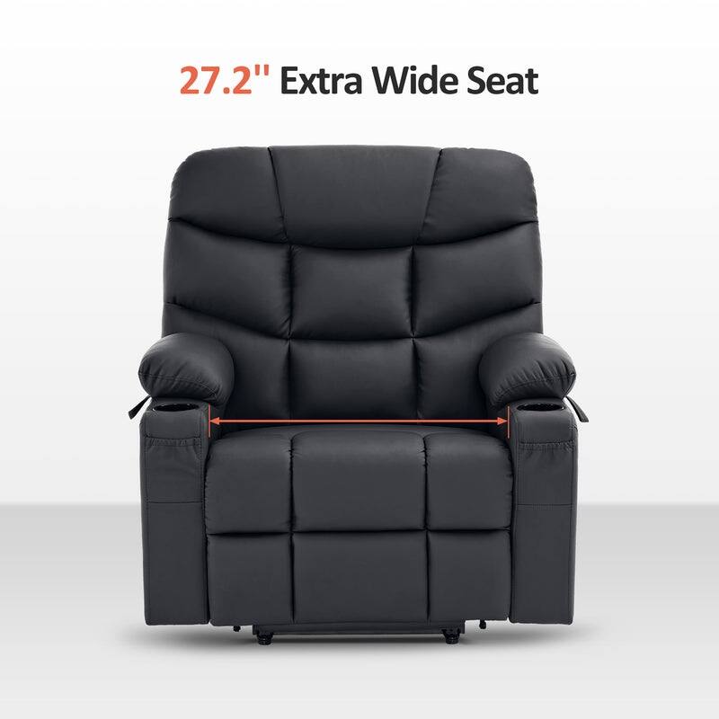 MCombo Electric Power Lift Recliner Chair Sofa for Elderly, 2 Side Pockets and Cup Holders, Faux Leather 7288