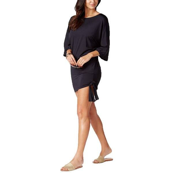 Shop Michael Kors Iconic Solids Side Tie Cover Up Black Large