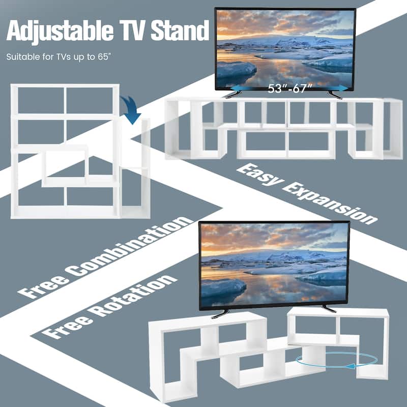 3 Pieces TV Stand Console Entertainment Center for TVs up To 65 Inch with Bookcase Shelves - 26.5" x 12" x 17" (L x W x H)