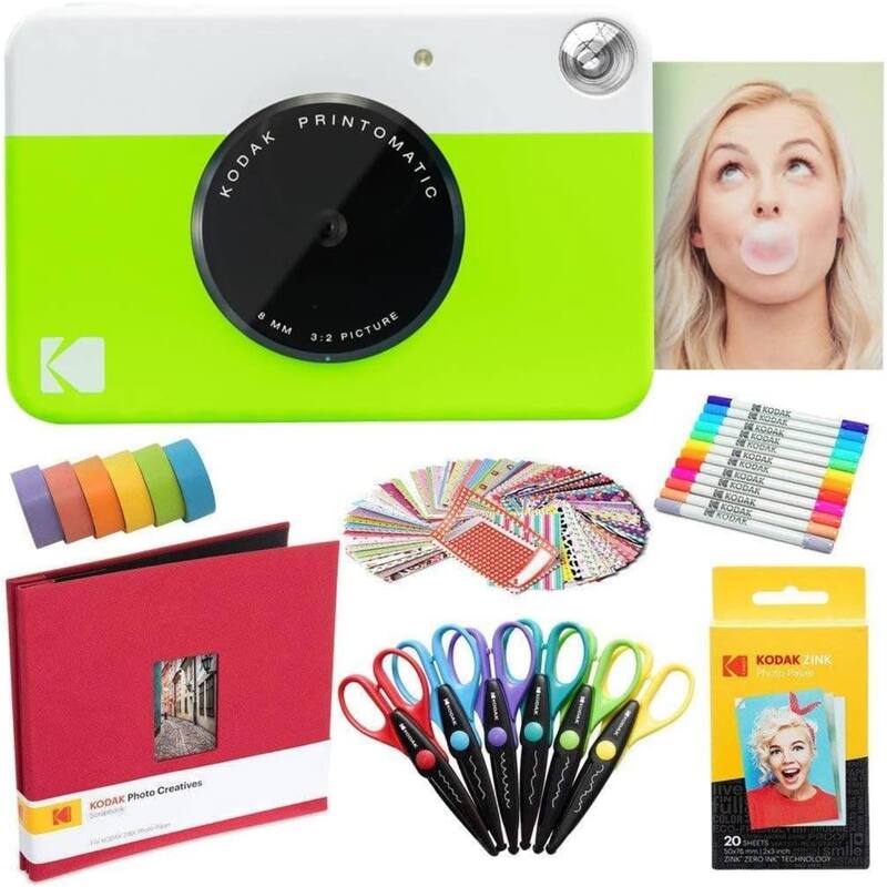 Kodak Printomatic Instant Print Camera, All-in-Bundle with Zink Paper, Photo Album & More - N/A - Black