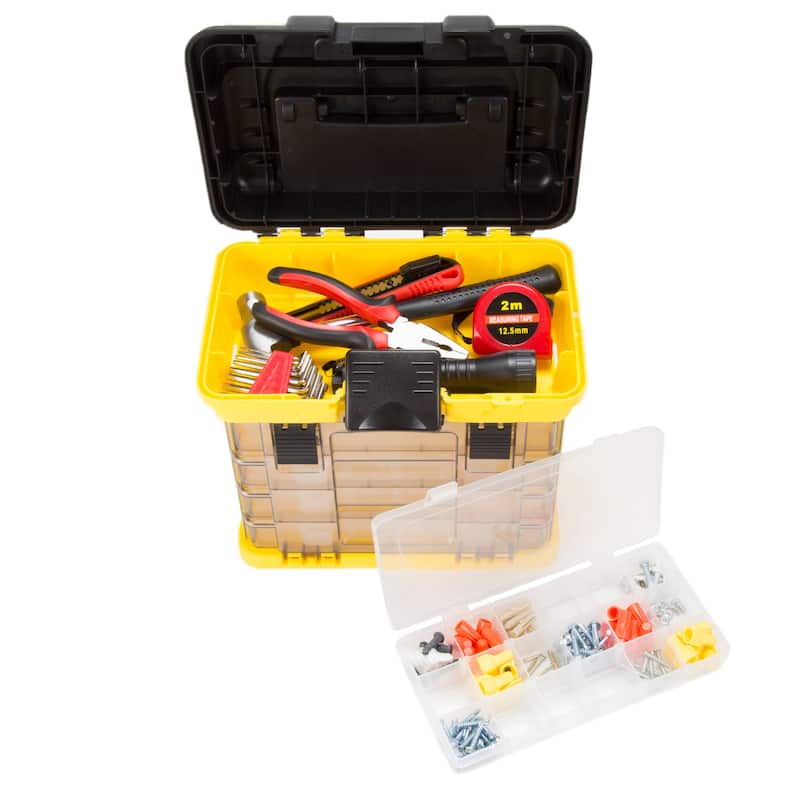 Portable Tool Box with Drawers - Durable Parts Organizer with 4 Compartments by Stalwart