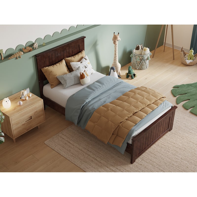 Naples Solid Wood Low Profile Platform Bed with Matching Footboard