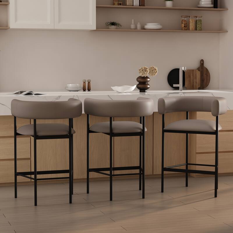 Manhattan Comfort Onda Metal Vegan Leather Counter Stool