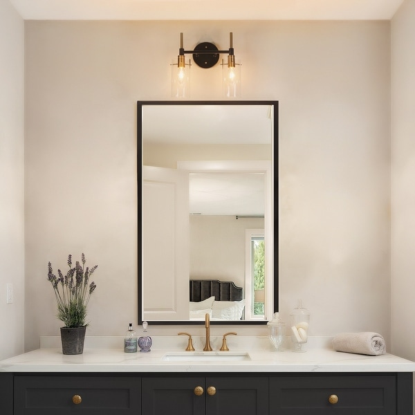 Black and brass bathroom vanity light discount