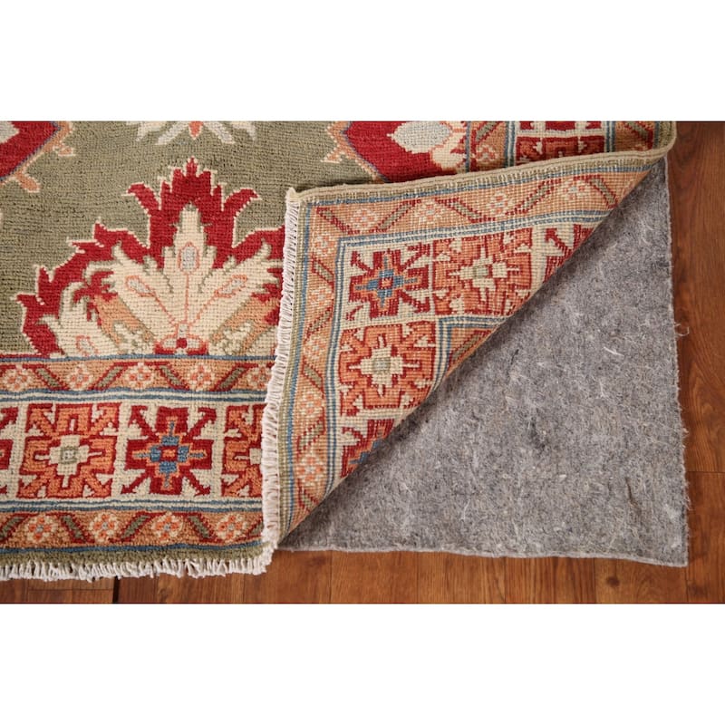 Geometric Green Kazak Oriental Accent Rug Handmade Wool Carpet - 3'3"x 5'1"