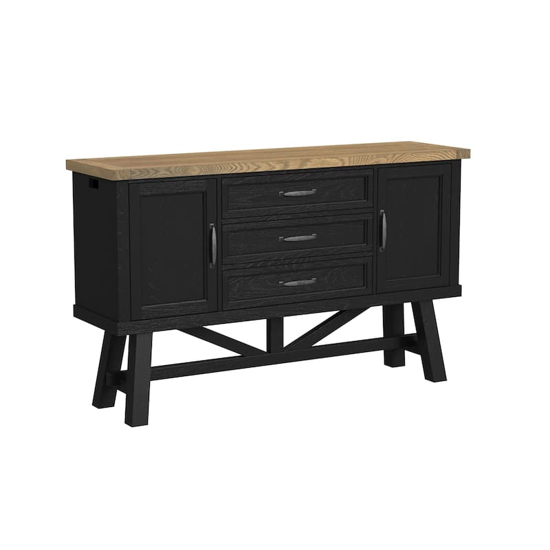 Hendricks 66" Server with AC/USB Power, Rustic Wheat and Raven