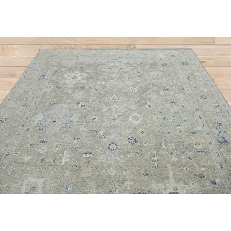 Hand Knotted Afghan Oushak Wool Traditional Oriental Area Rug Gray