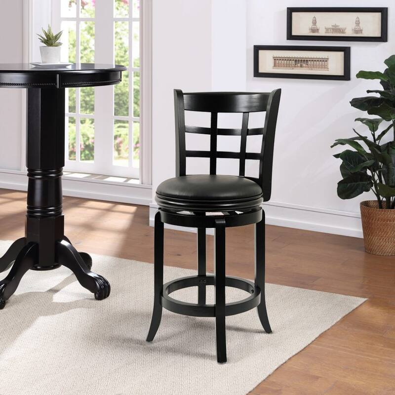 Kyoto Black Wood 24-inch Swivel Stool - Black