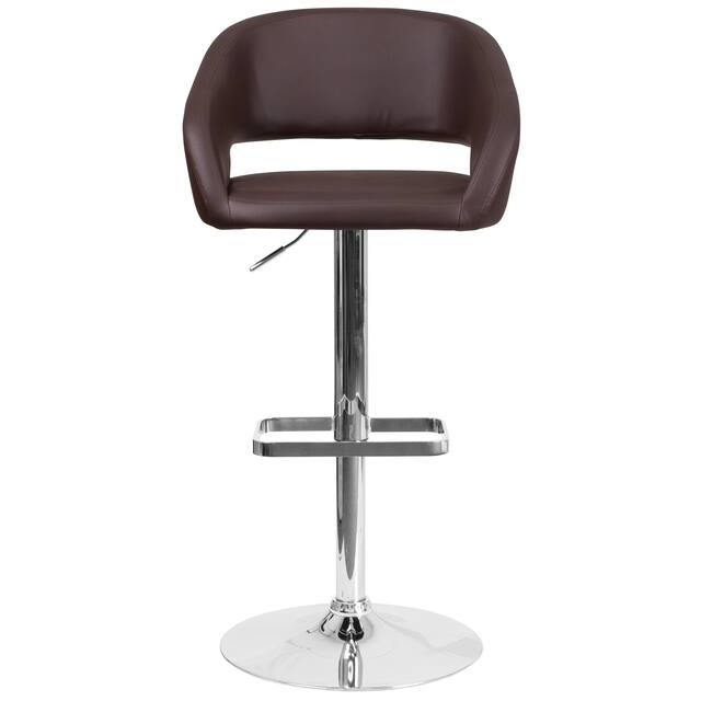 Chrome Upholstered Height-adjustable Rounded Mid-back Barstool