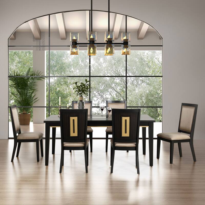 Furniture of America Nyx Modern 7-Piece Espresso Solid Wood Dining Set
