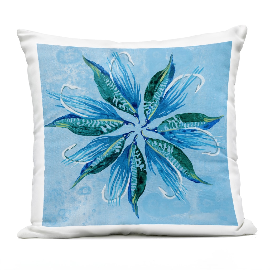 Stupell Blue Flower Shape Design Printed Outdoor Throw Pillow Design by Liz Jardine