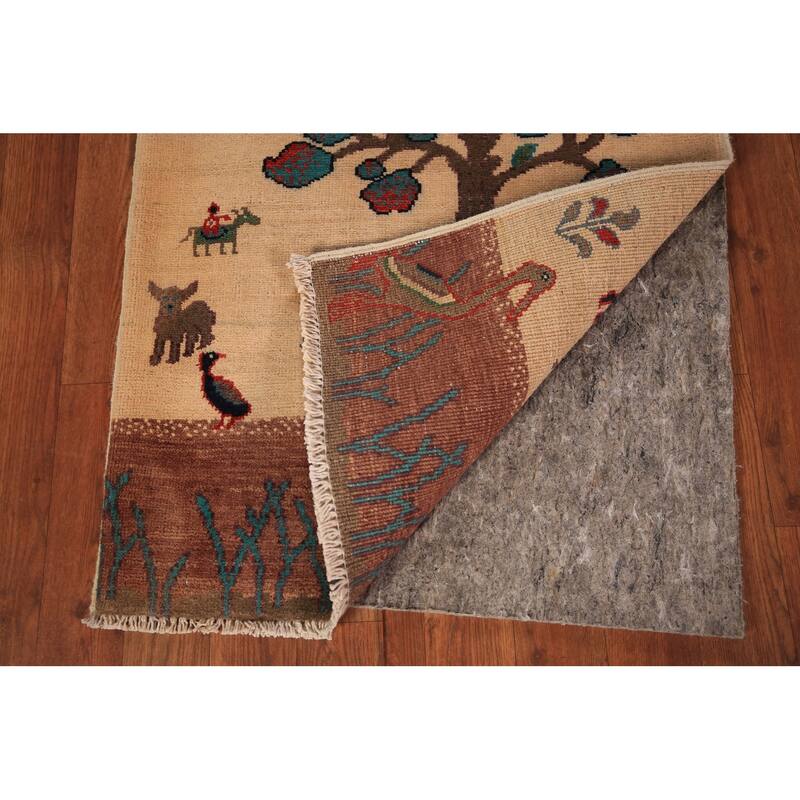 Pictorial Kazak Oriental Foyer Rug Hand-Knotted Wool Carpet - 2'0" x 3'0"