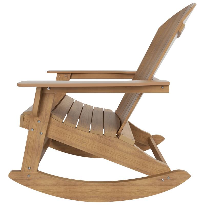 Vineyard HIPS Outdoor Eco-Friendly All Weather Seashell Rocking Adirondack Chair with Side Table (2-Piece Set)