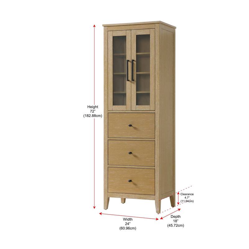 Kensington 16-28 Inch Bath Storage Glass Cabinet