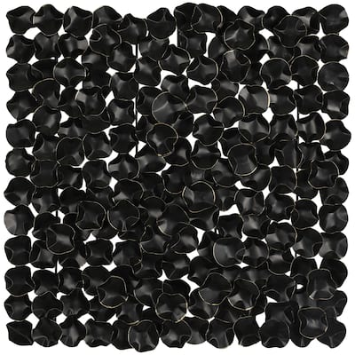 Metal Abstract Overlapping Folded Circle Wall Decor with Gold Accents - Black - Roche River Decor