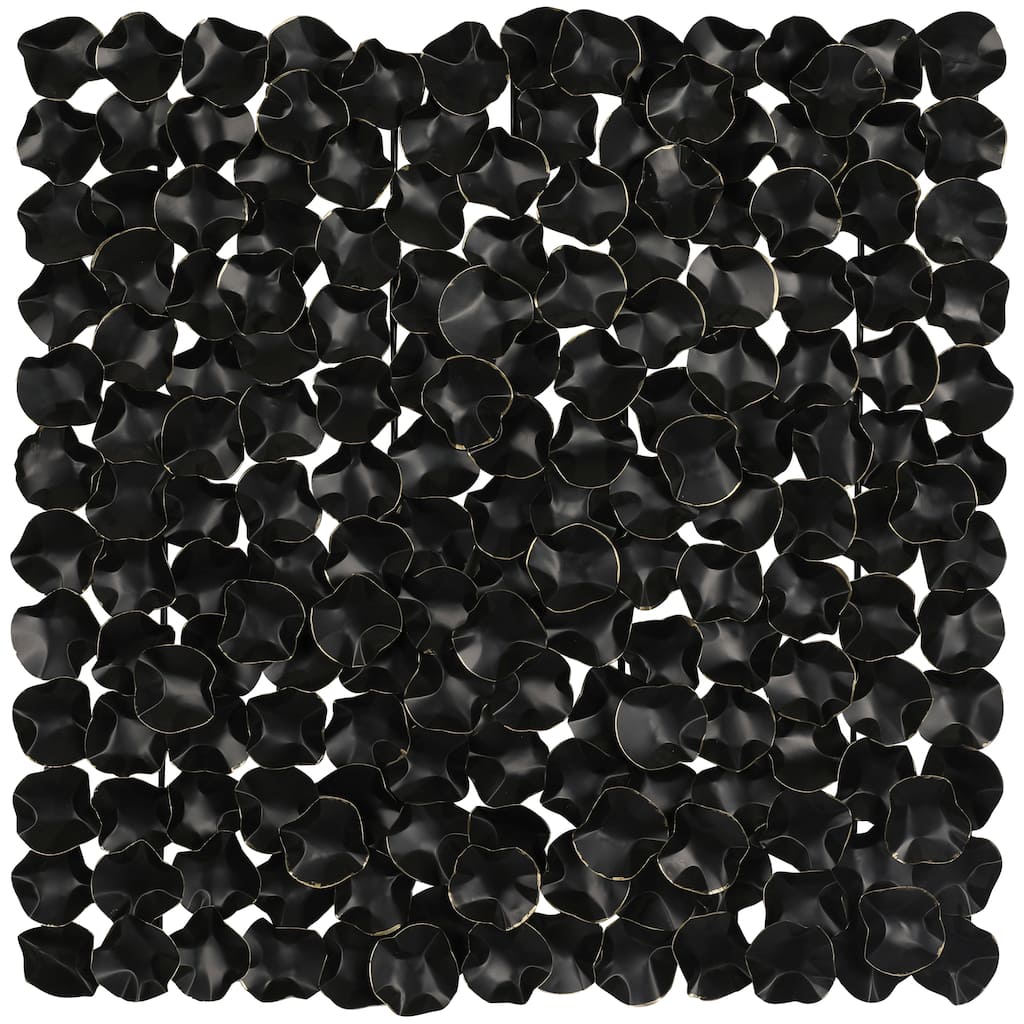 Metal Abstract Overlapping Folded Circle Wall Decor with Gold Accents - Black - Roche River Decor