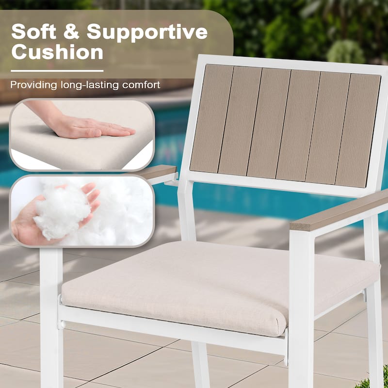 Patio 2-Piece Seat Cushions Outdoor Chair Pads with Zipper, Beige