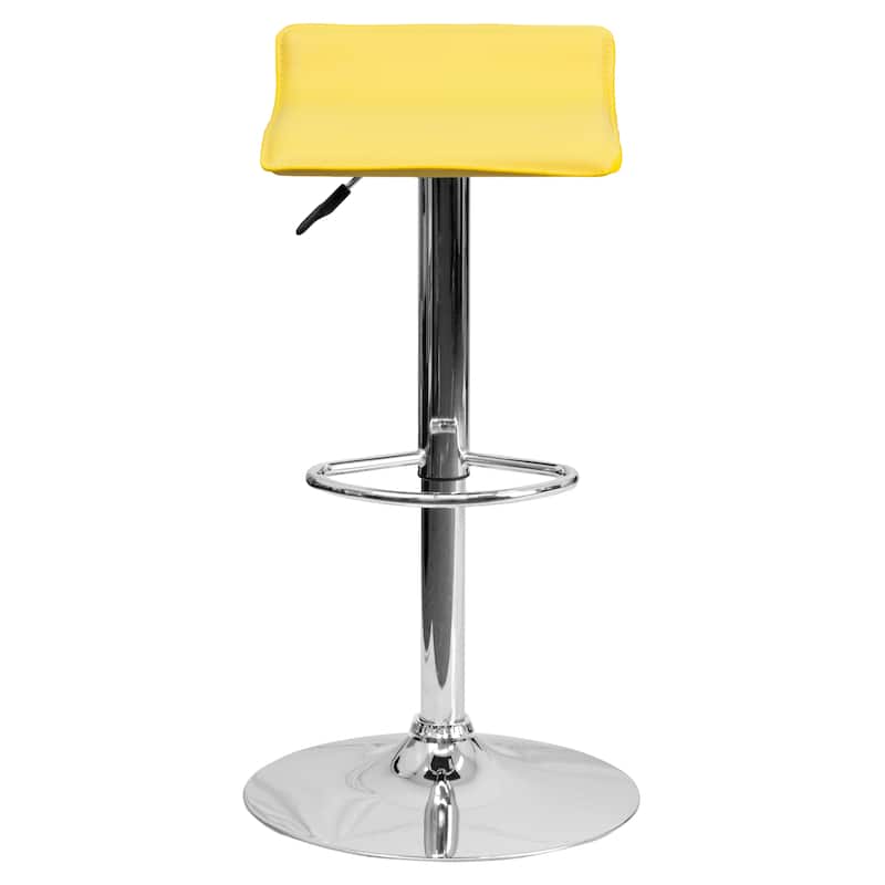 2 Pack Contemporary Vinyl Adjustable Height Barstool with Solid Wave Seat - 15"W x 15"D x 25.5" - 34"H