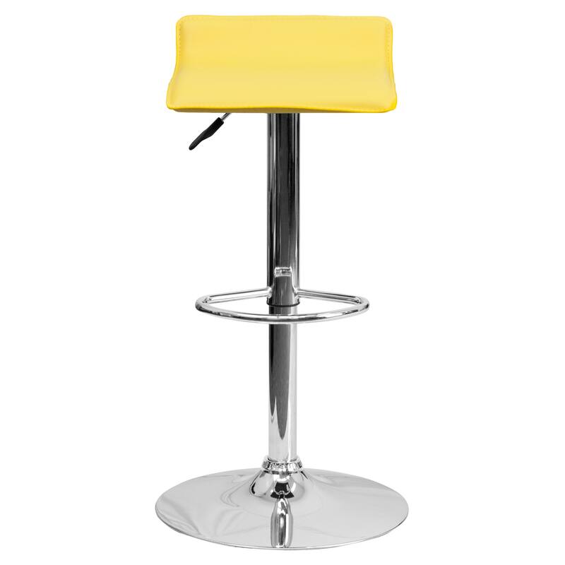 Contemporary Solid Wave Seat Vinyl Adjustable Bar Stool - 15"W x 15"D x 25.5" - 34"H - 15"W x 15"D x 25.5" - 34"H