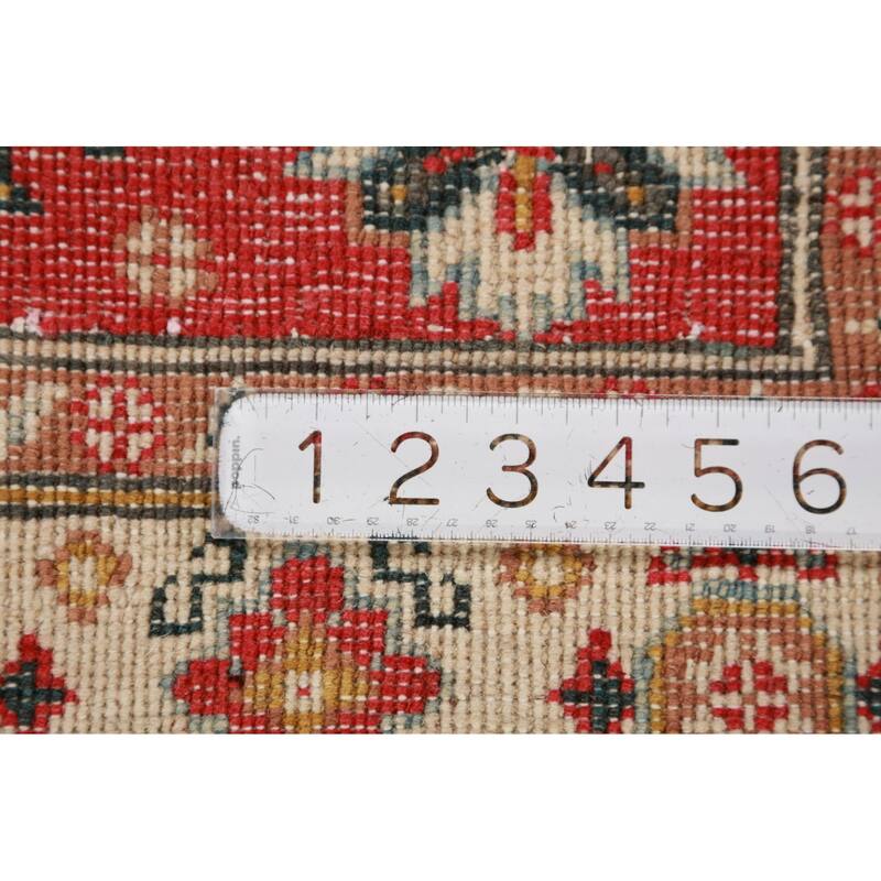 Red Geometric Kazak Foyer Rug Handmade Traditional Wool Carpet - 2'8"x 4'1"