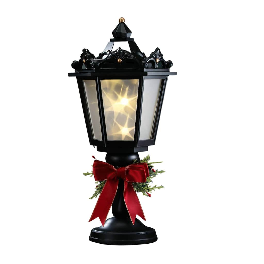 LED Lighted Musical Street Lamp with Rotating Star Christmas Decoration - 12.75"