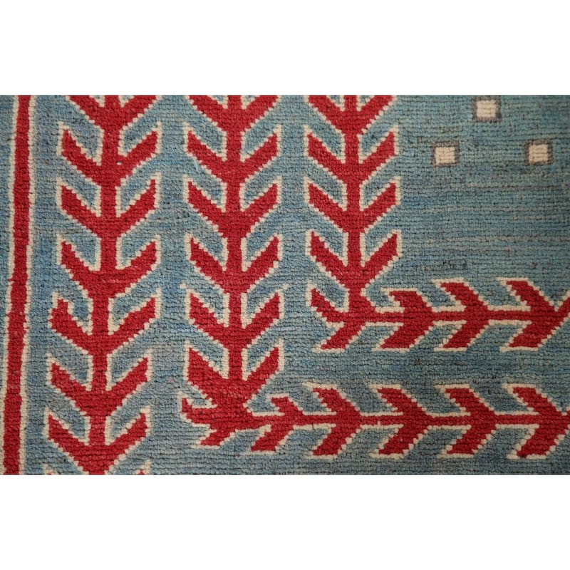 Traditional Blue Kazak Living Room Area Rug Handmade Wool Carpet - 6'6" x 9'9"