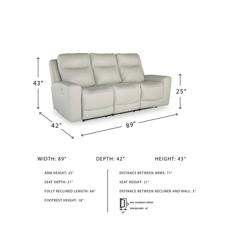 Signature Design by Ashley Mindanao Coconut Power Reclining Sofa - 89"W x 42"D x 43"H