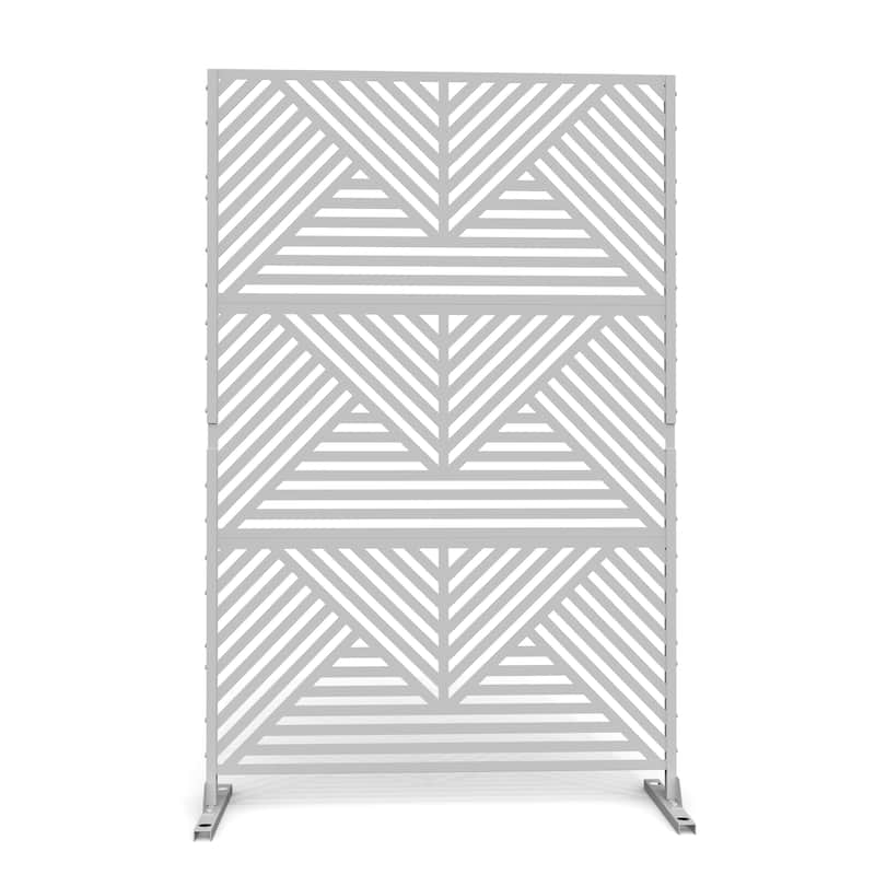 Outdoor Privacy Screen with Stand for Patio Garden Metal Fence