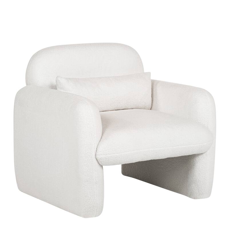 Stylish and Minimalist Teddy Fleece Single Sofa Chair with Arms and Pillow