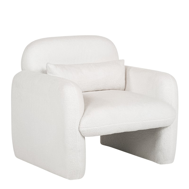 Teddy Fleece Accent Chair with Pillow for Living Room/Bedroom (350lb Capacity)