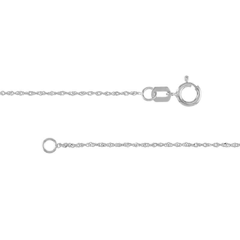 Curata 14k White Gold 0.8mm Diamond Singapore Chain Necklace (Spring Ring)